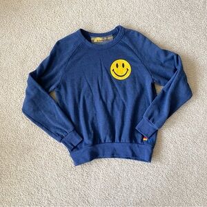 Aviator Nation Blue Sweatshirt with Yellow Smiley